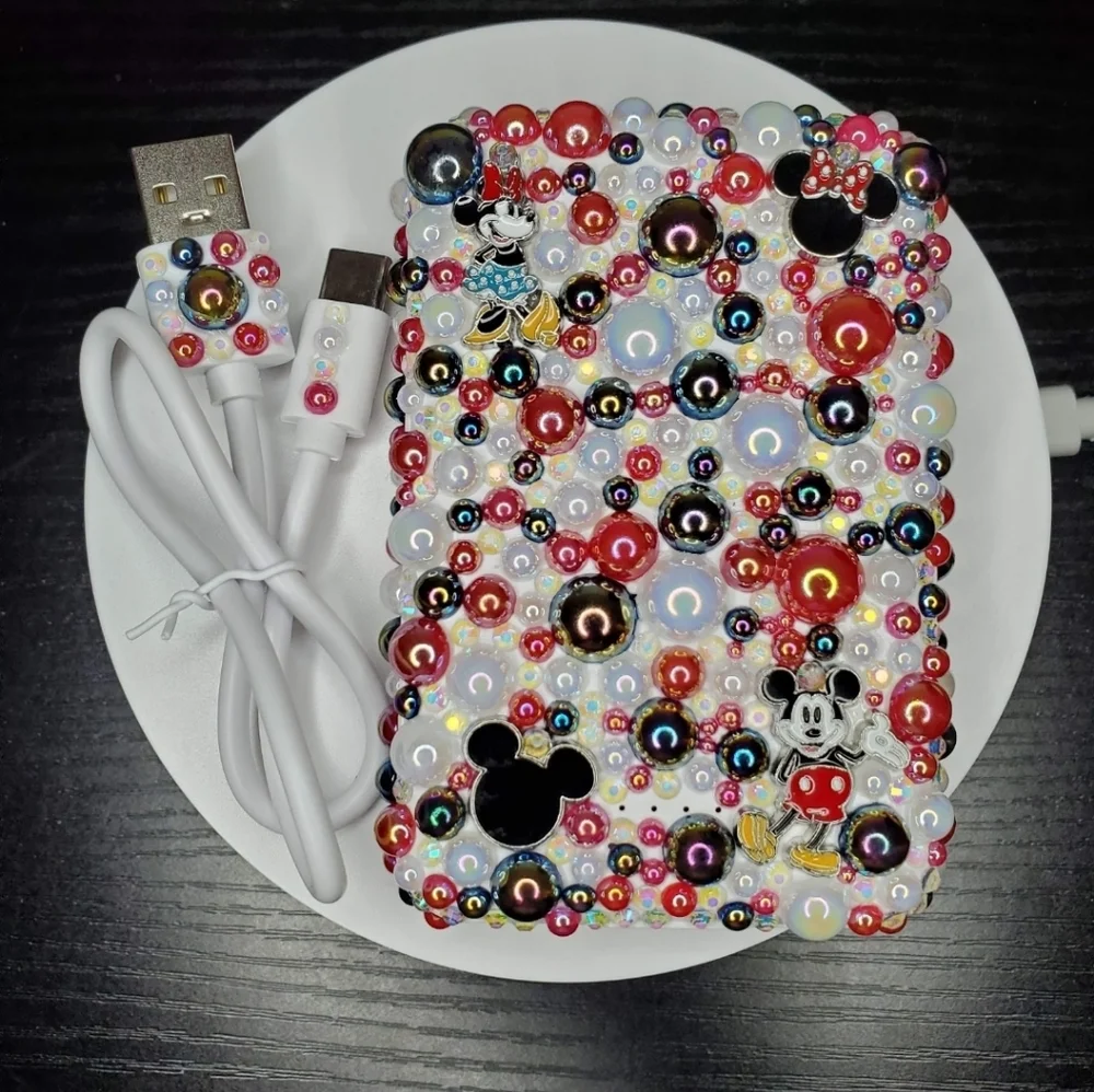 Decorative Beaded Mini Power Bank with USB Cable